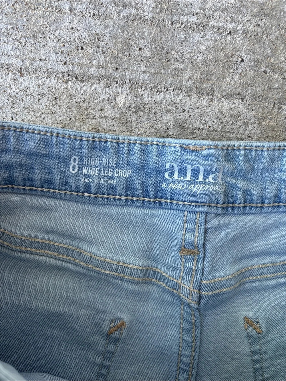 a.n.a Light Blue High Rise Wide-Leg Crop Jeans with Raw Hem - Picture 4 of 13